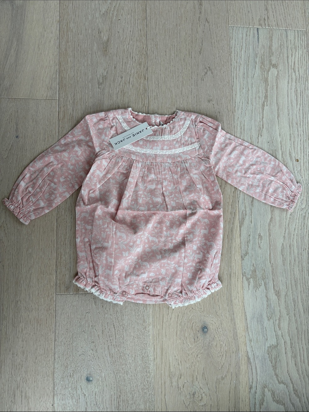 Janie and Jack Pink Floral Long-Sleeve Romper